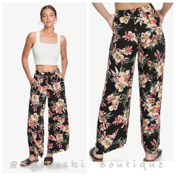 🔥ROXY Midnight Avenue Wide Leg Pants NWT - Picture 2 of 6